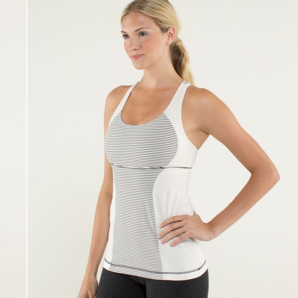 Lululemon Energy Tank — Hyper Stripe Angel Wing White Mesh Power Luxtreme